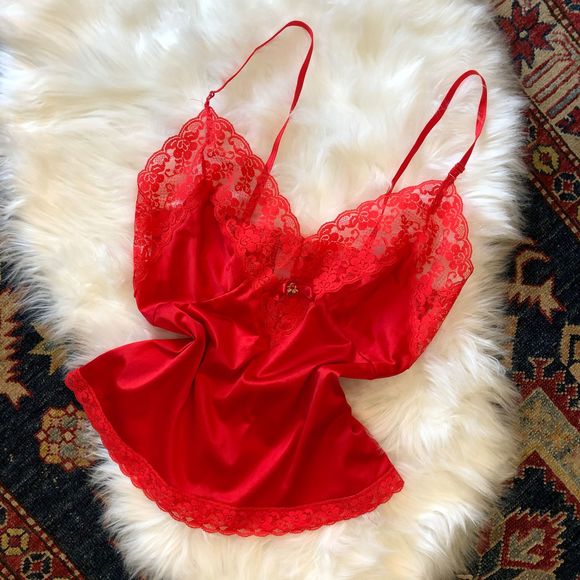 Vintage Tops - VINTAGE SATIN CAMISOLE TOP